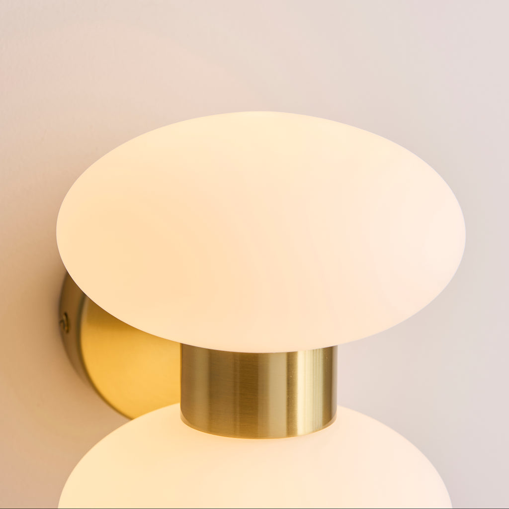 124812 Rossano 2 Light Wall Light Brass White