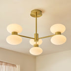 124813 Rossano 6 Light Semi Flush Ceiling Brass White