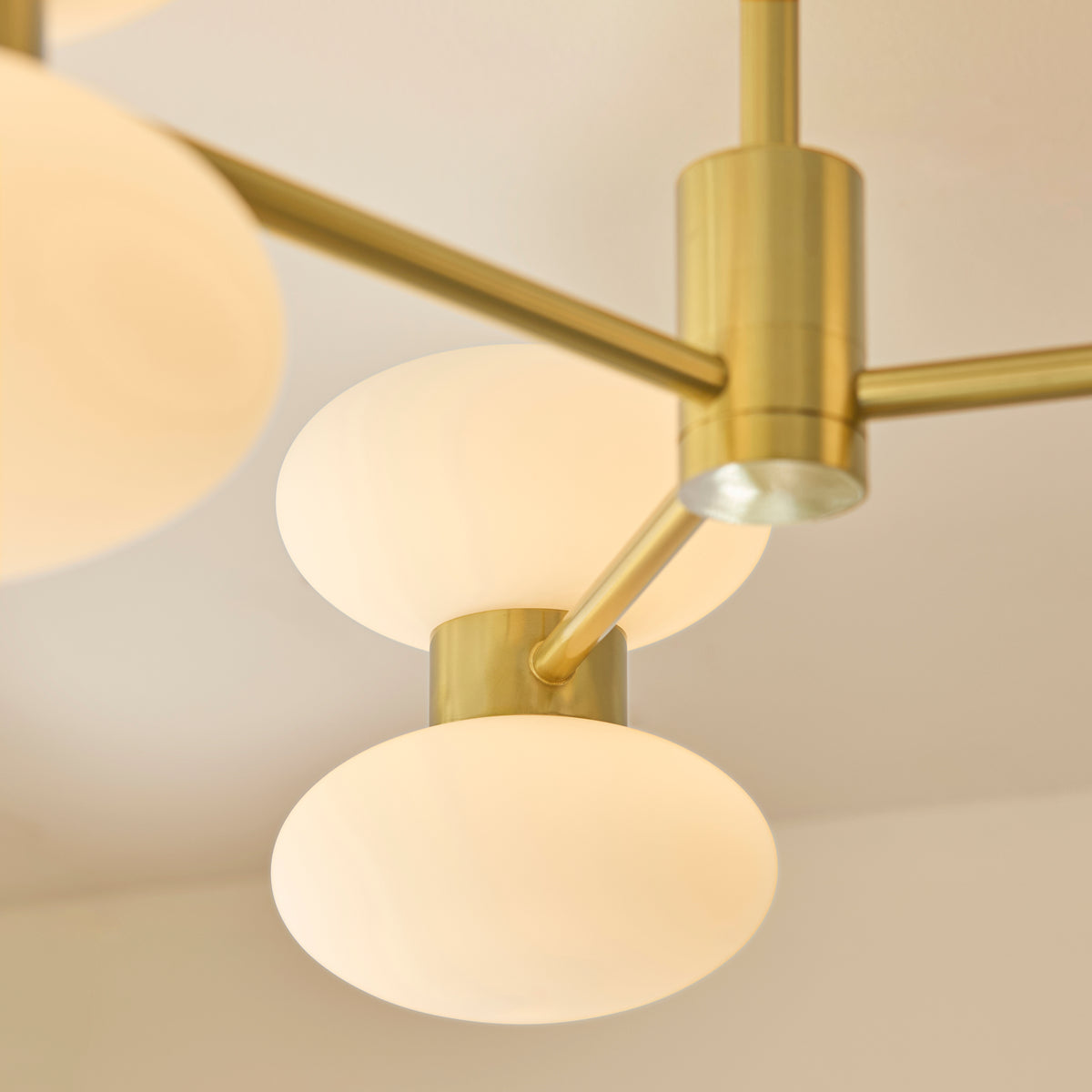 124813 Rossano 6 Light Semi Flush Ceiling Brass White
