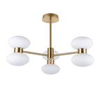 124813 Rossano 6 Light Semi Flush Ceiling Brass White
