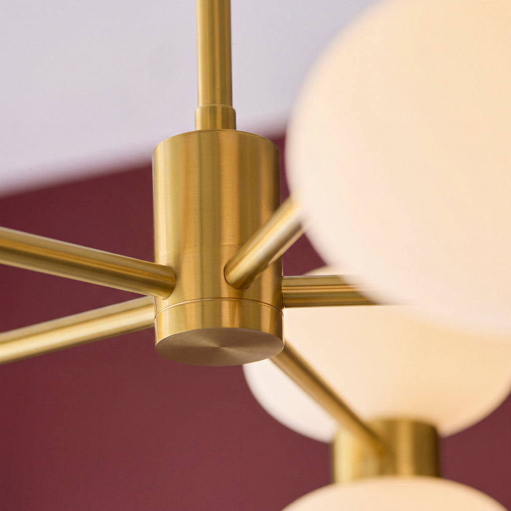 124814 Rossano 10 Light Pendant Brass White
