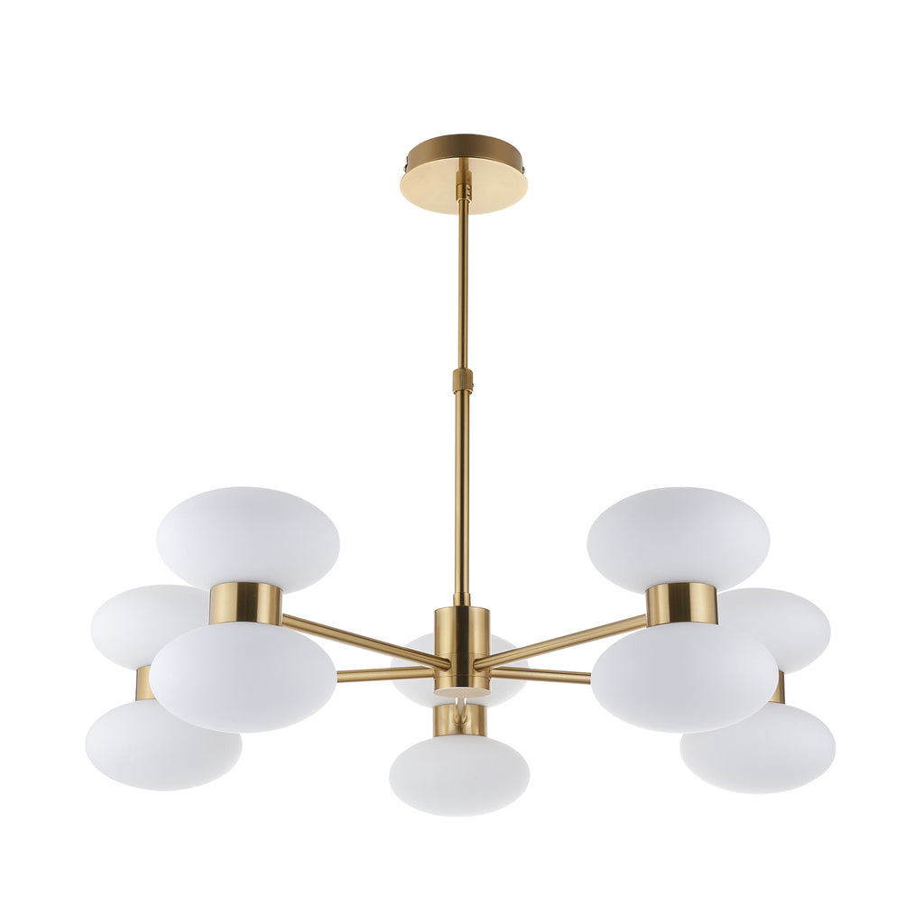 124814 Rossano 10 Light Pendant Brass White