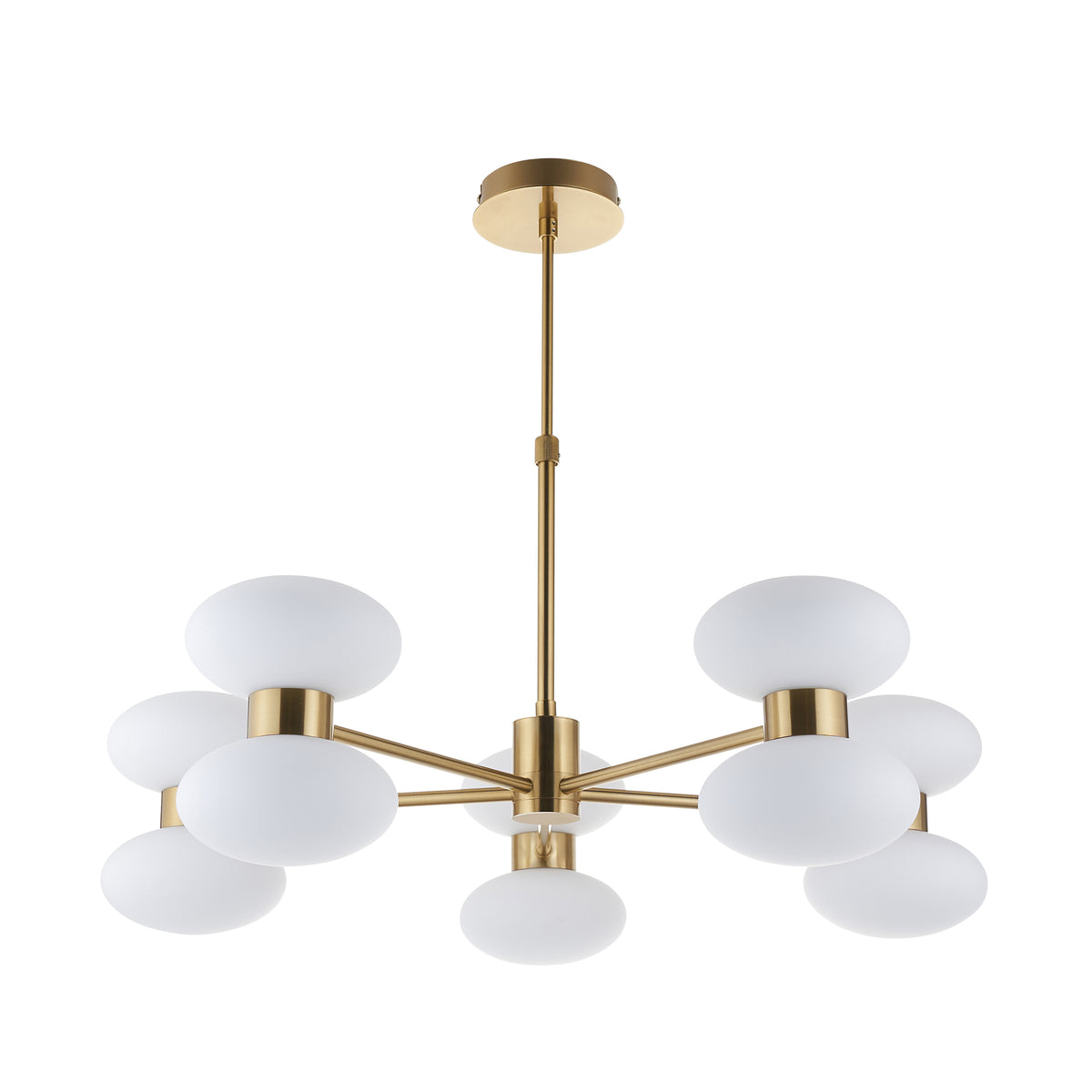 124814 Rossano 10 Light Pendant Brass White