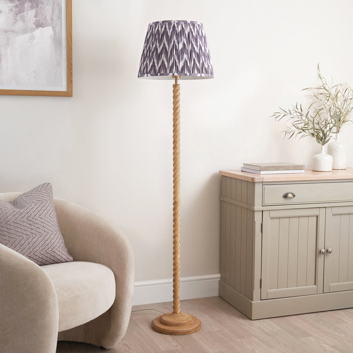 125401 Twist & ZigZag 40cm Floor Lamp Wood Grey