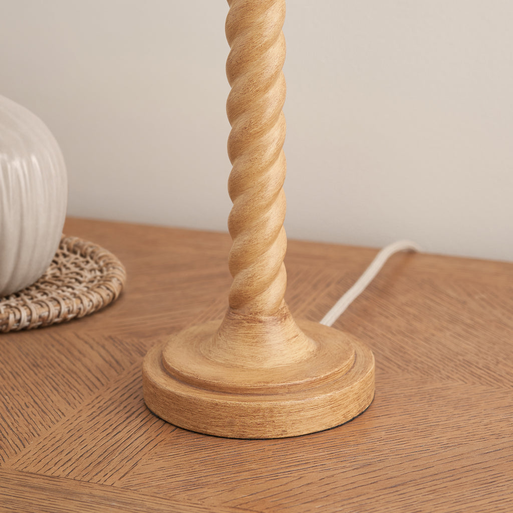 125408 Twist & Zigzag 25cm Table Lamp Wood Grey