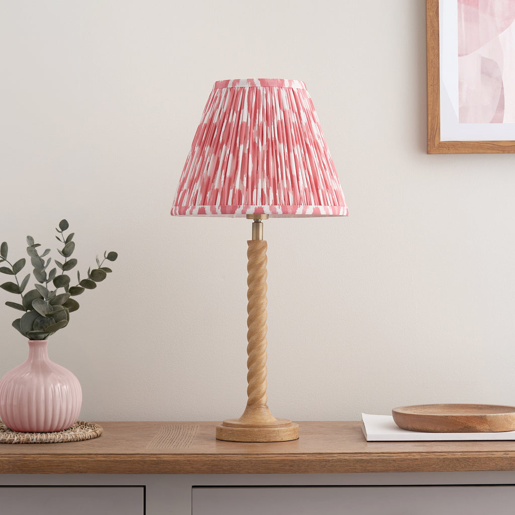125409 Twist & Ikat 25cm Table Lamp Wood Pink