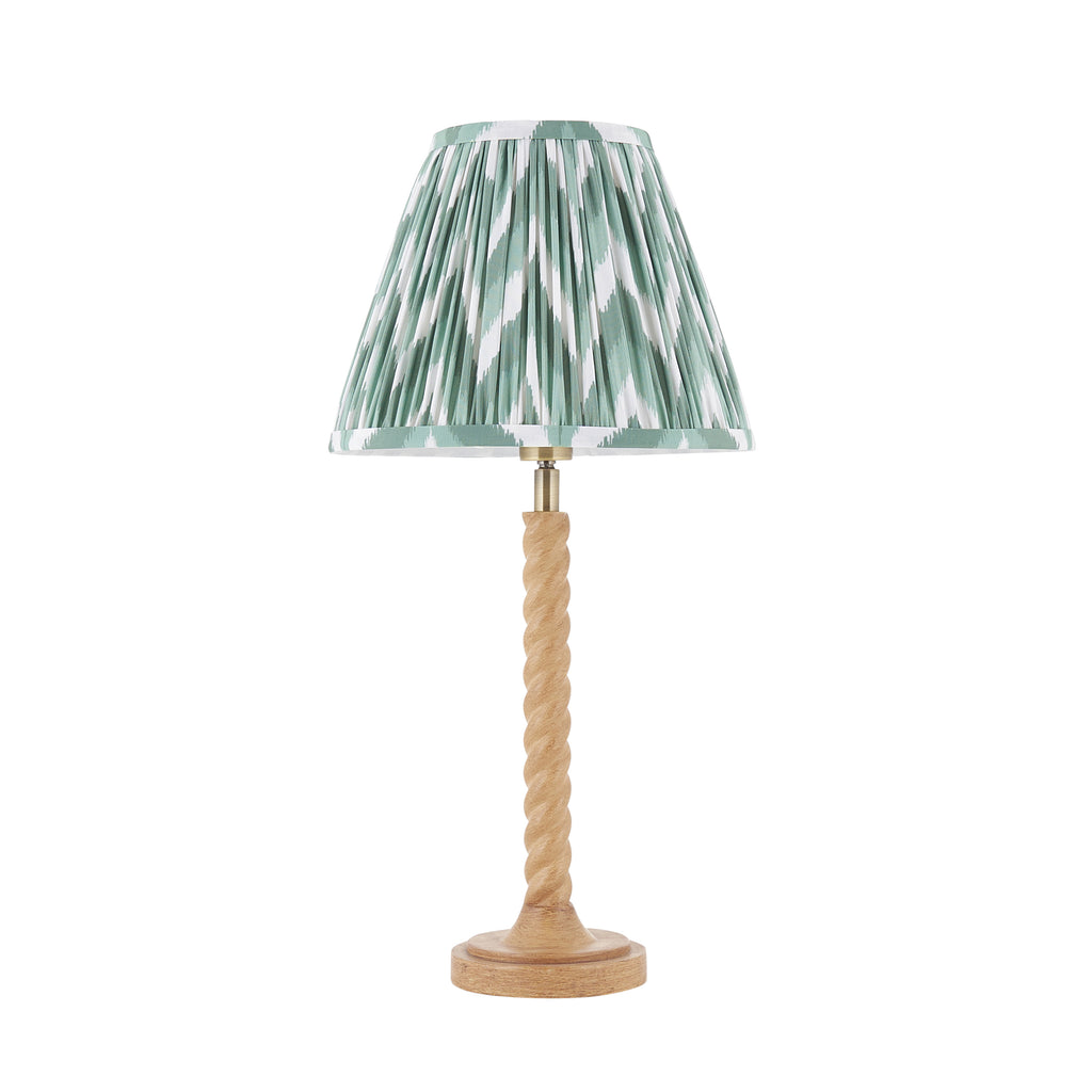 125410 Twist & Zigzag25cm Table Lamp Wood Green