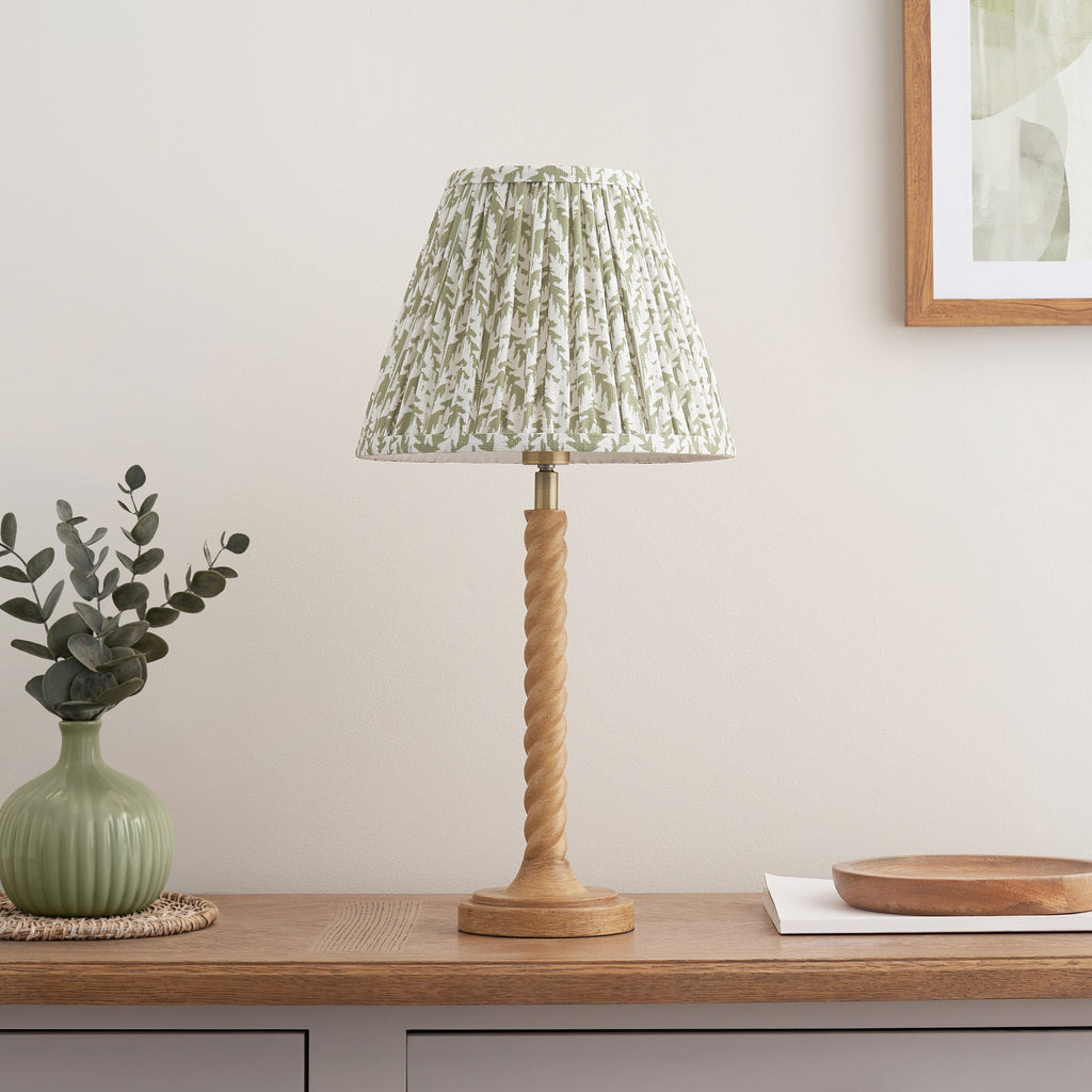 125411 Twist & Leaf 25cm Table Lamp Wood Green