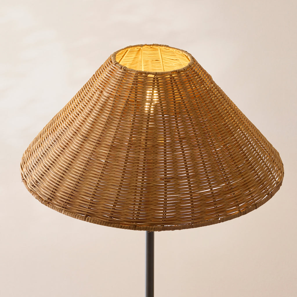 125417 Arlo & Rattan 52cm Floor Lamp Black