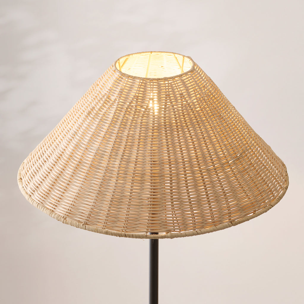 125418 Arlo & Rattan 52cm Floor Lamp Black