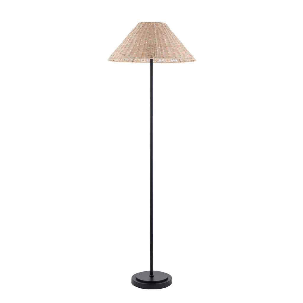 125418 Arlo & Rattan 52cm Floor Lamp Black