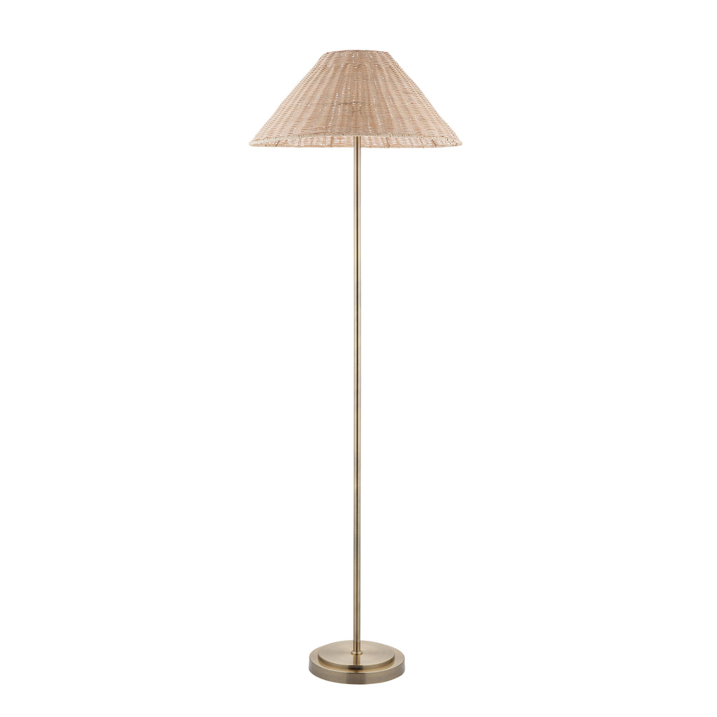 125422 Arlo & Rattan 52cm Floor Lamp Brass