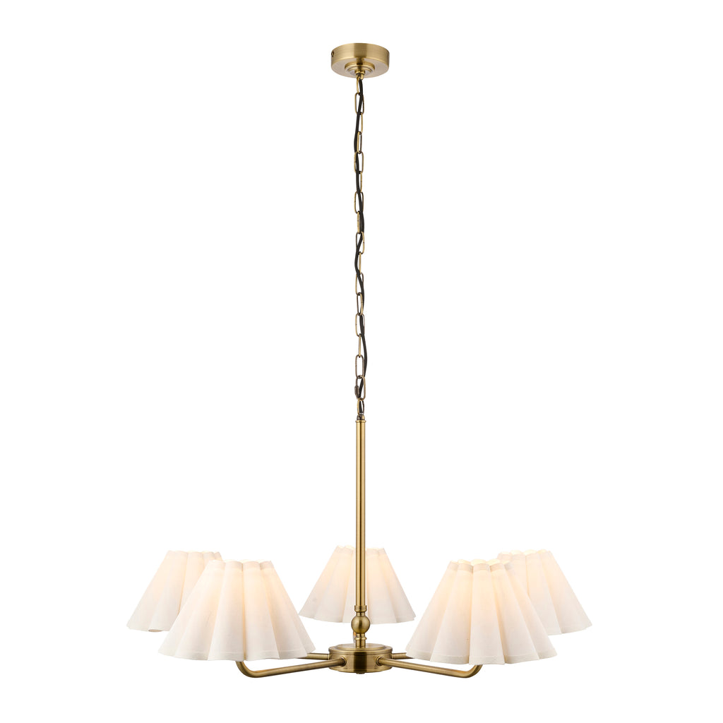 125431 Sylvie 5 Light Pendant Brass White
