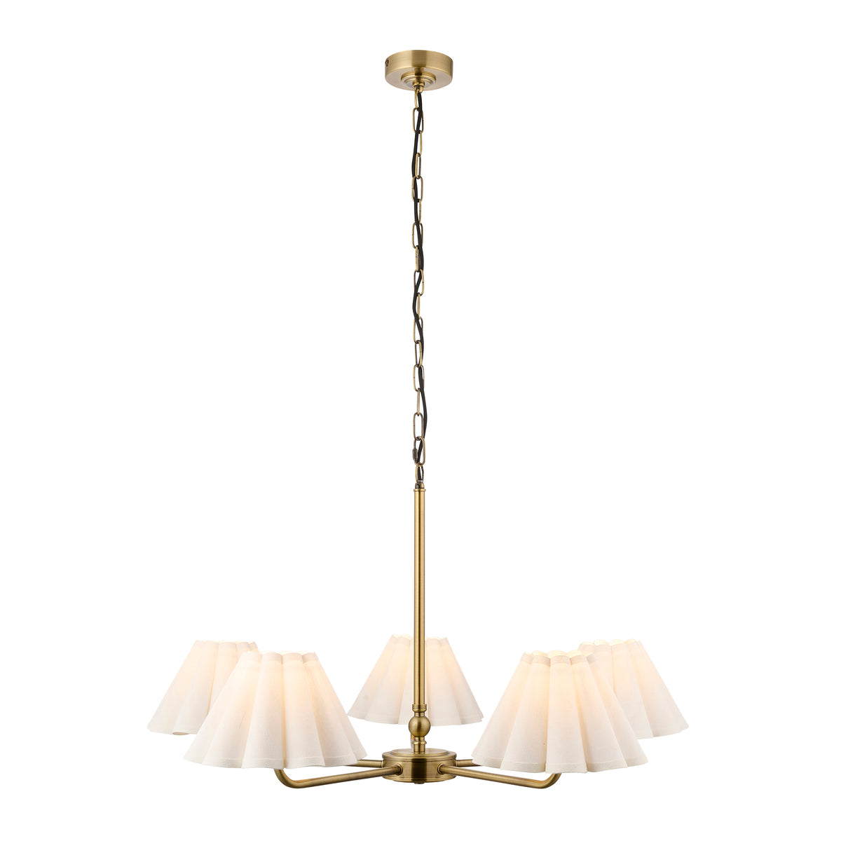 125431 Sylvie 5 Light Pendant Brass White