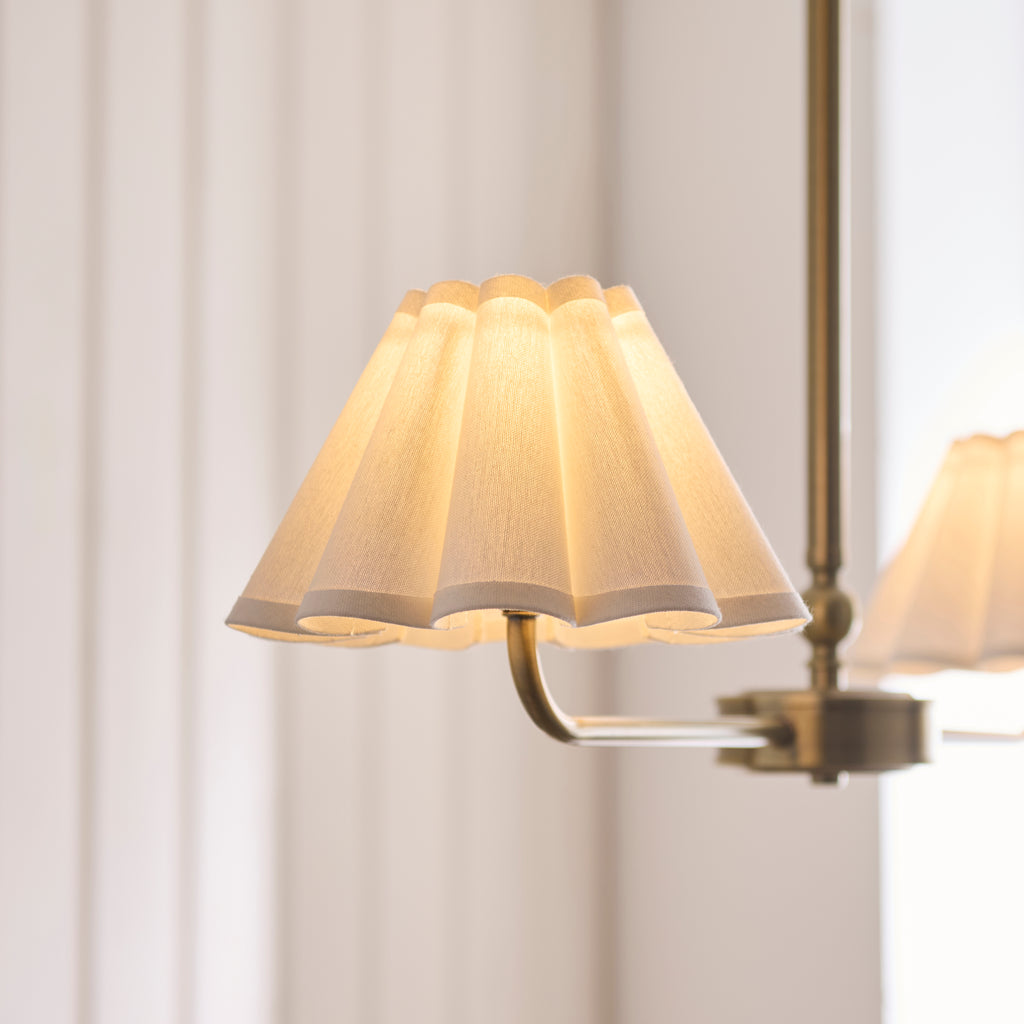 125433 Sylvie 2 Light Pendant Brass White