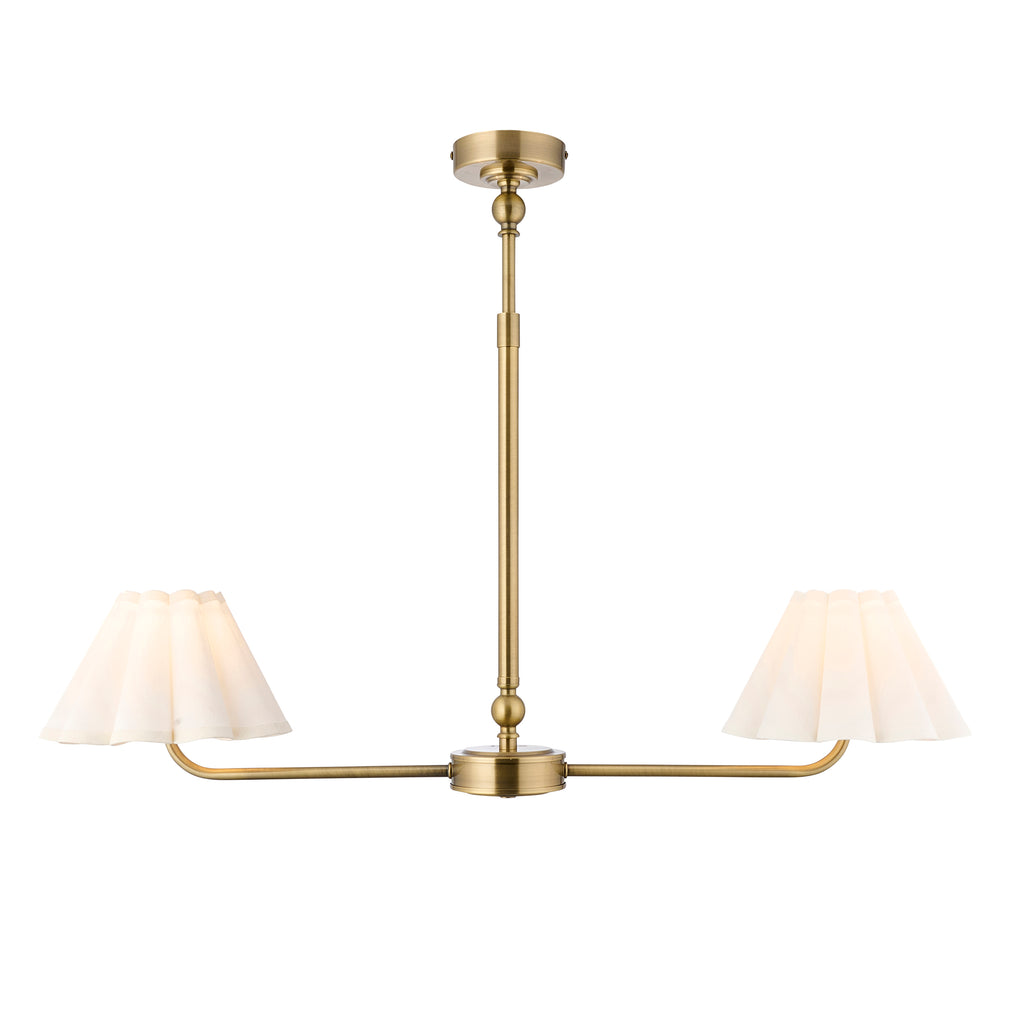 125433 Sylvie 2 Light Pendant Brass White