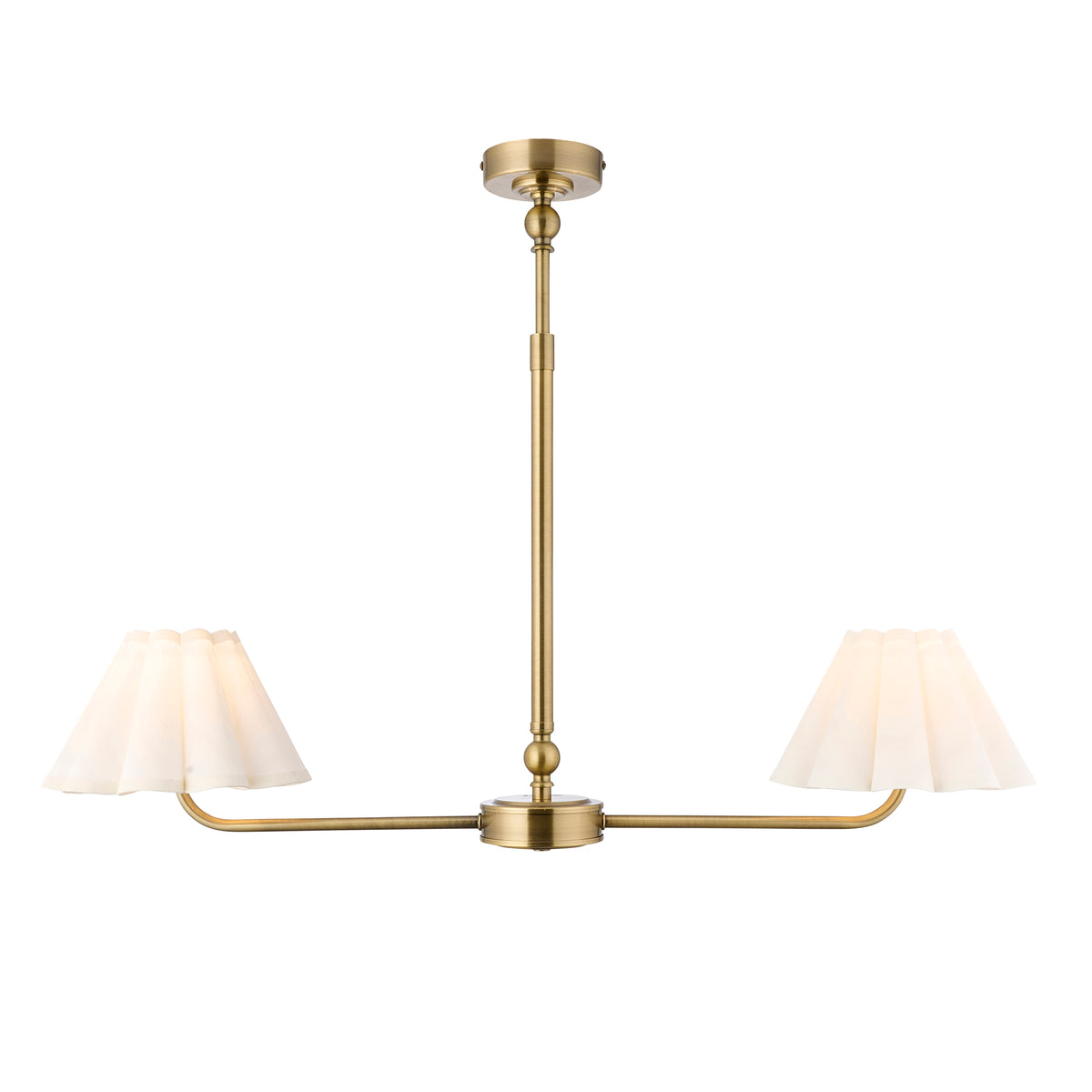 125433 Sylvie 2 Light Pendant Brass White