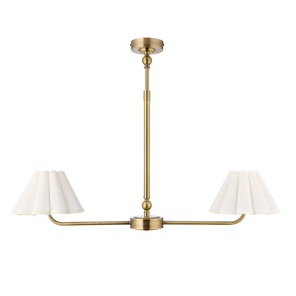 125433 Sylvie 2 Light Pendant Brass White