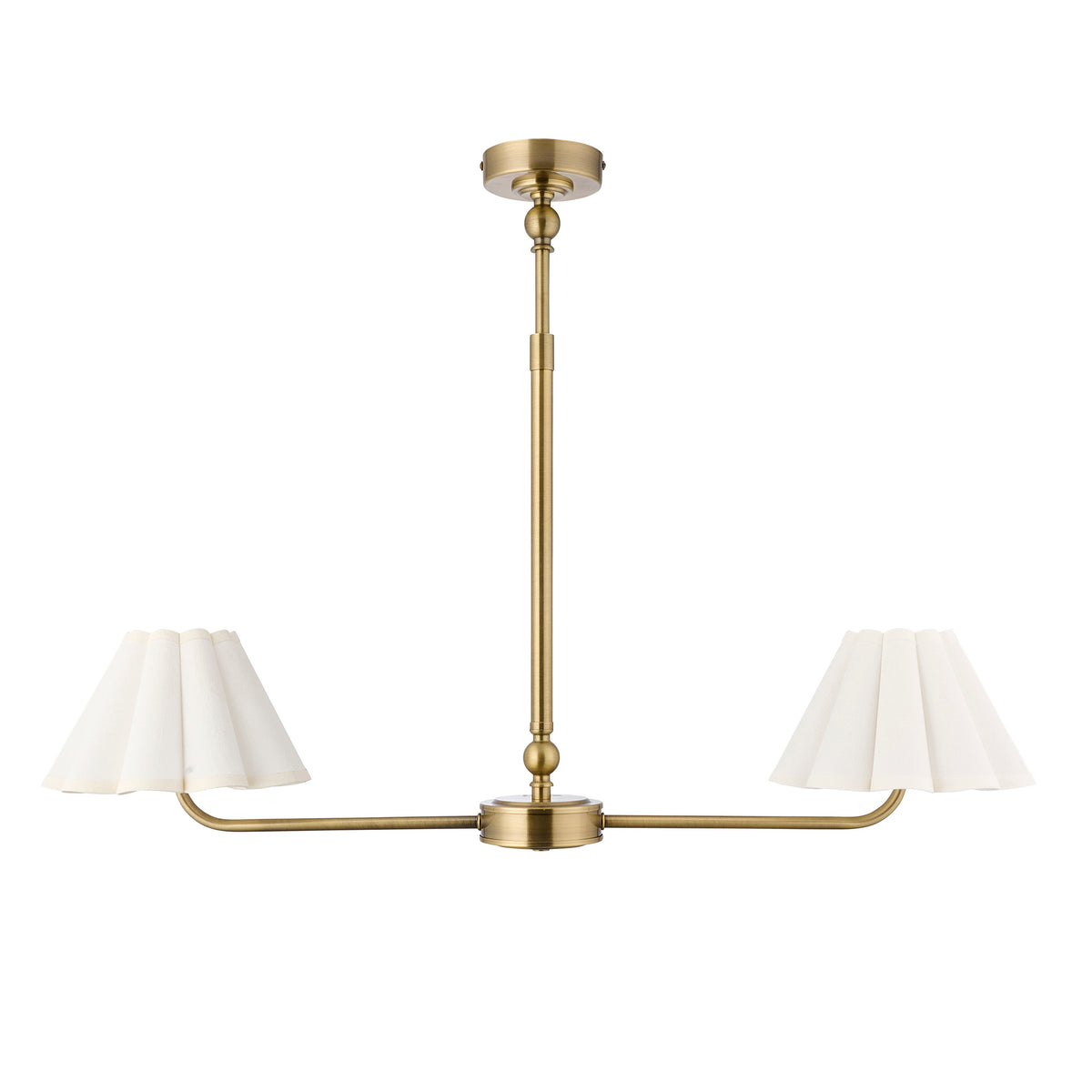 125433 Sylvie 2 Light Pendant Brass White
