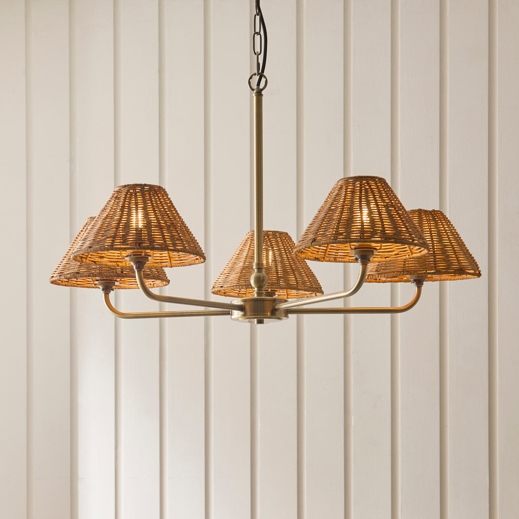 125446 Jericho 5 Light Pendant Brass