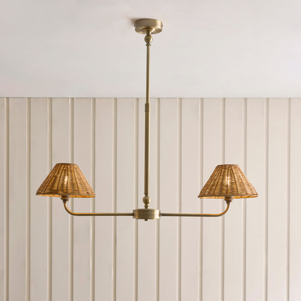125448 Jericho 2 Light Pendant Brass