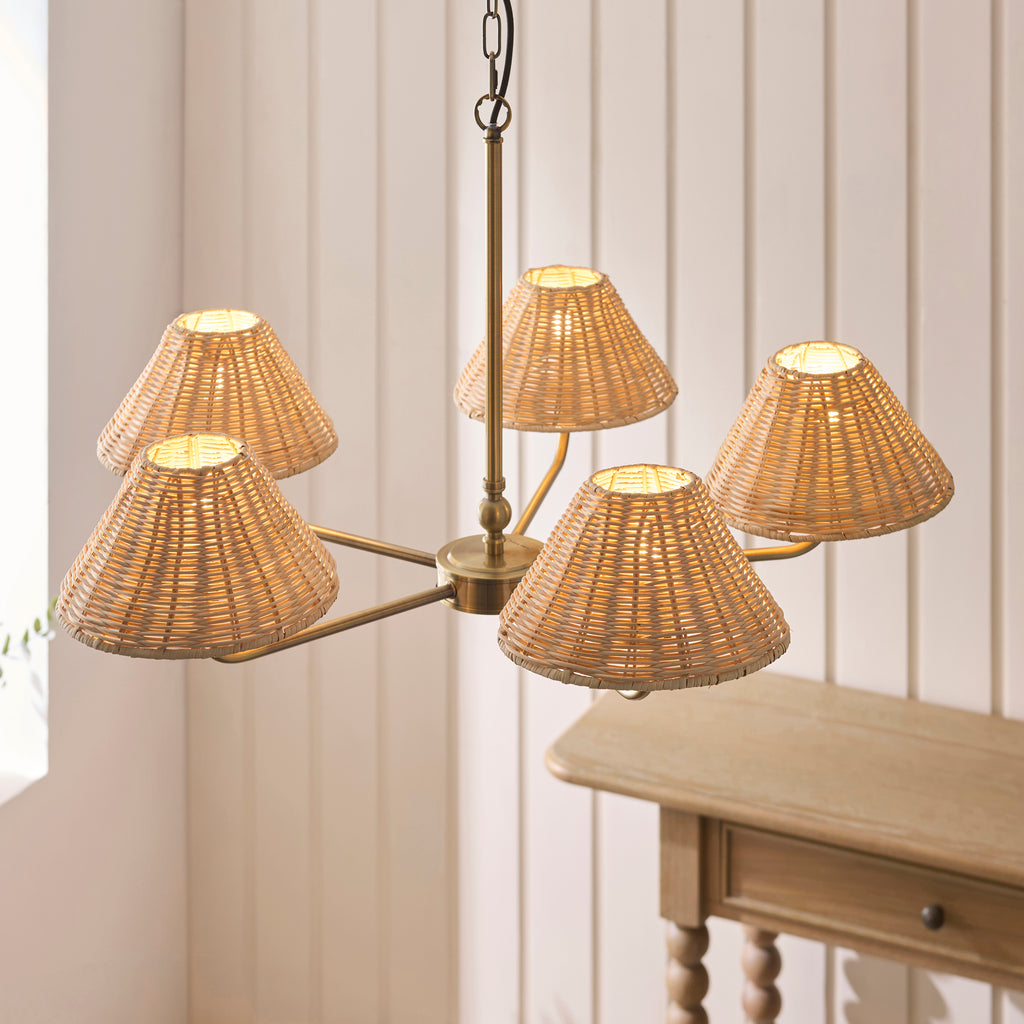 125456 Jericho 5 Light Pendant Brass