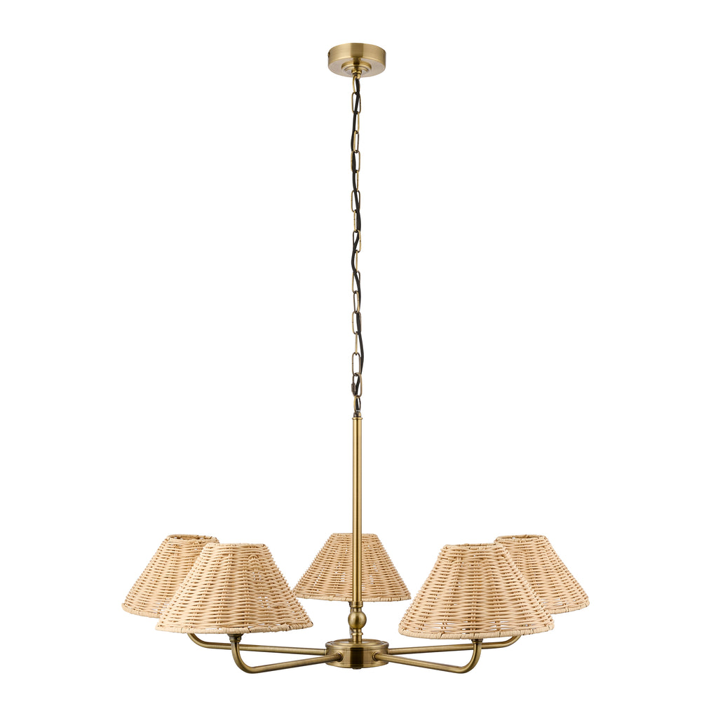 125456 Jericho 5 Light Pendant Brass