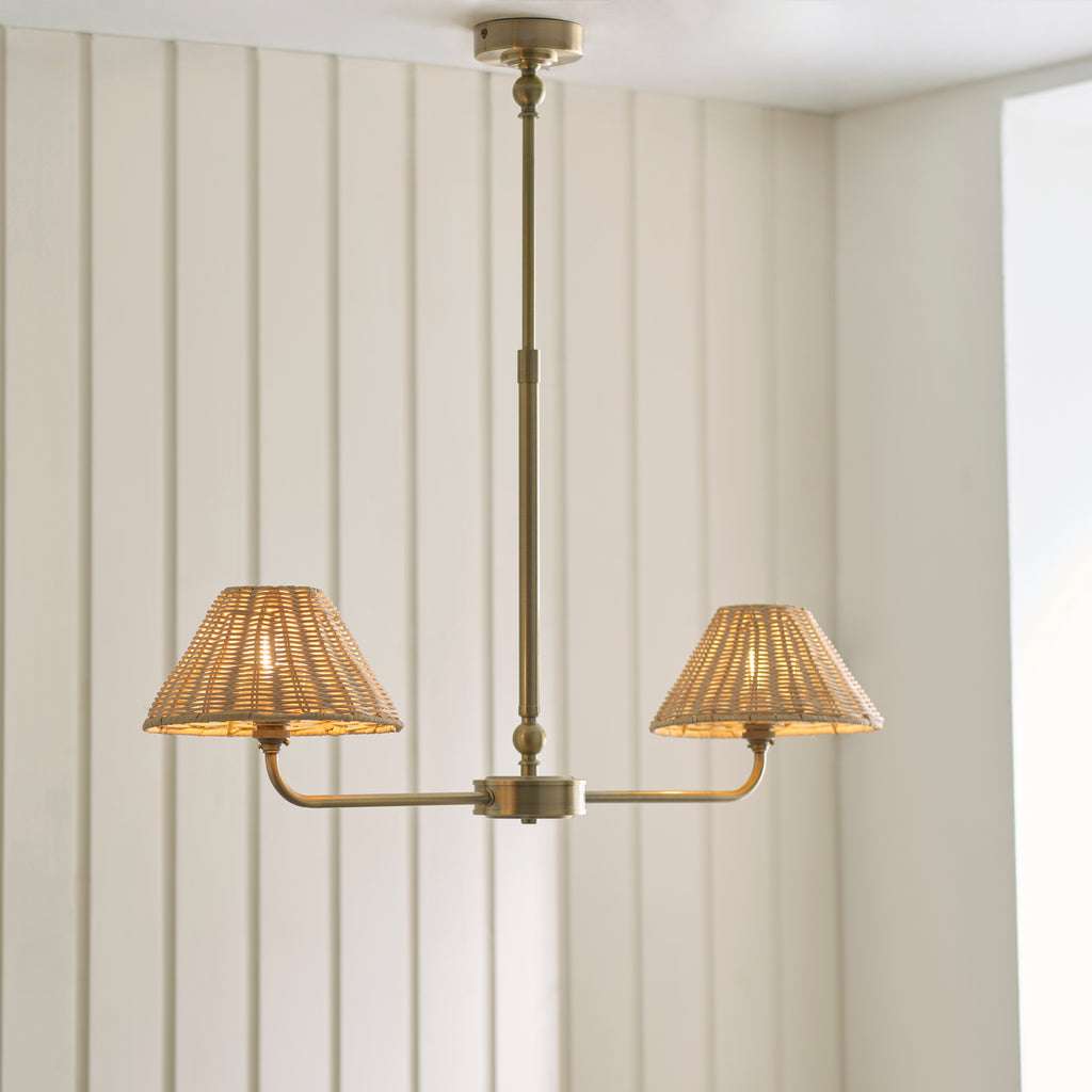 125458 Jericho 2 Light Pendant Brass