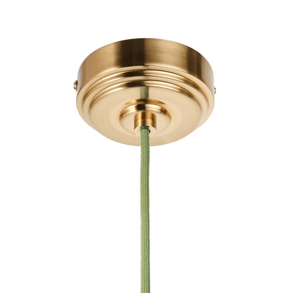125460 Eltham & Leaf 40cm Pendant Brass Green