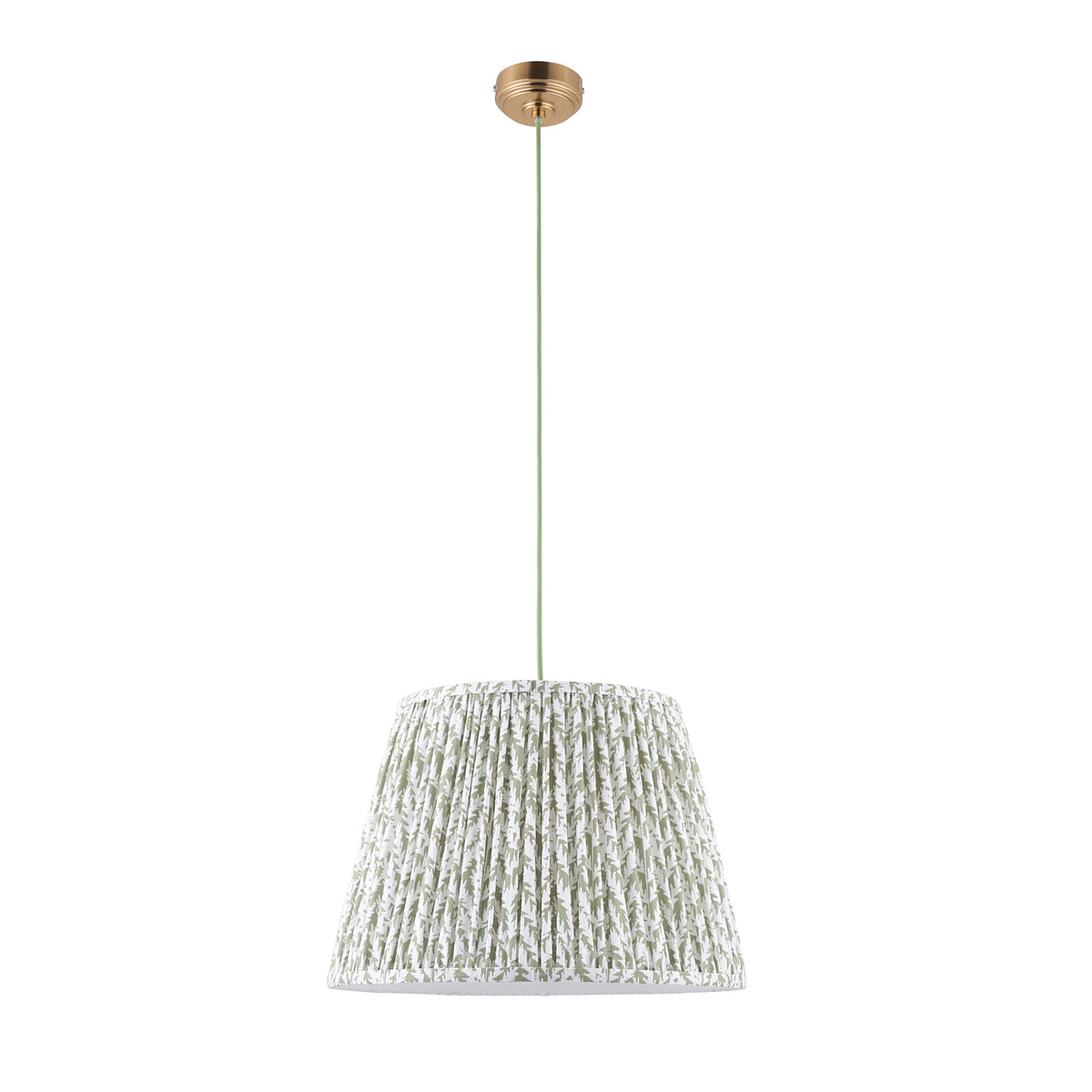 125460 Eltham & Leaf 40cm Pendant Brass Green