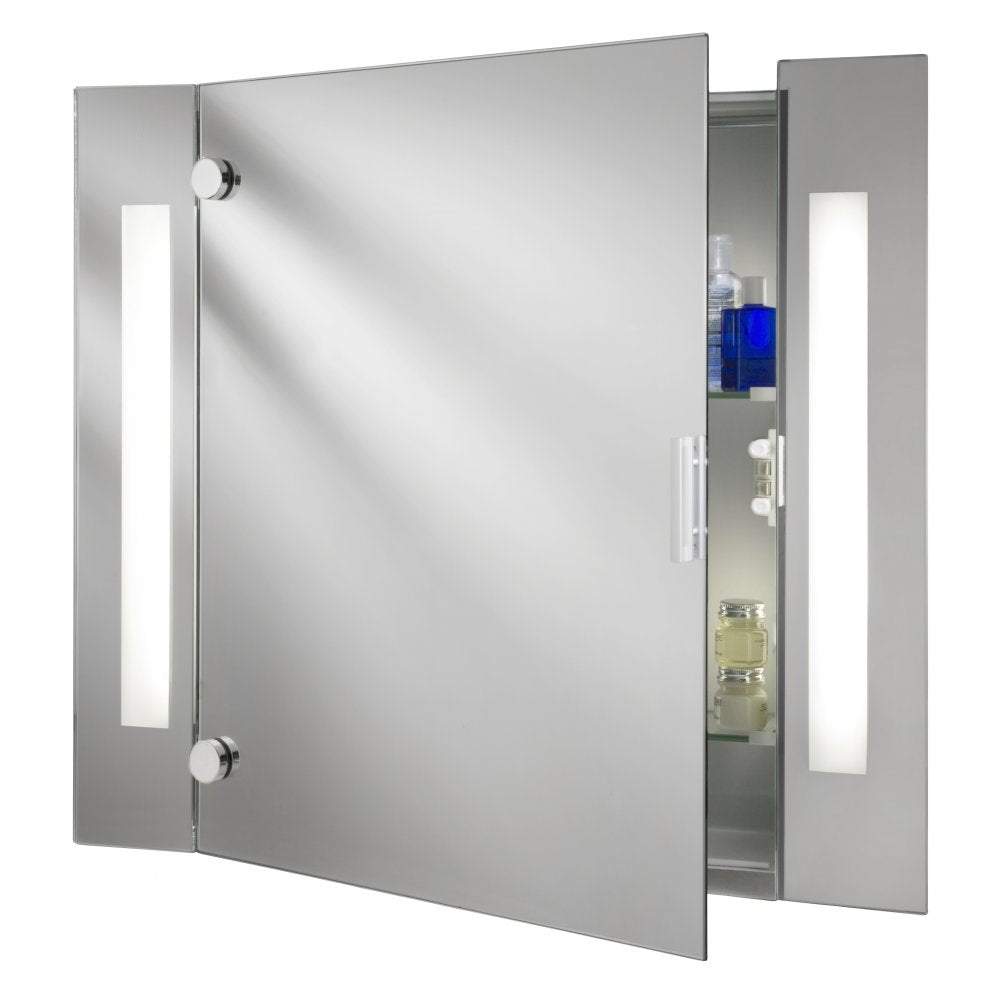 6560 Bathroom Light - Illuminated Mirror Glass Cabinet - 2 Light Shaver Socket