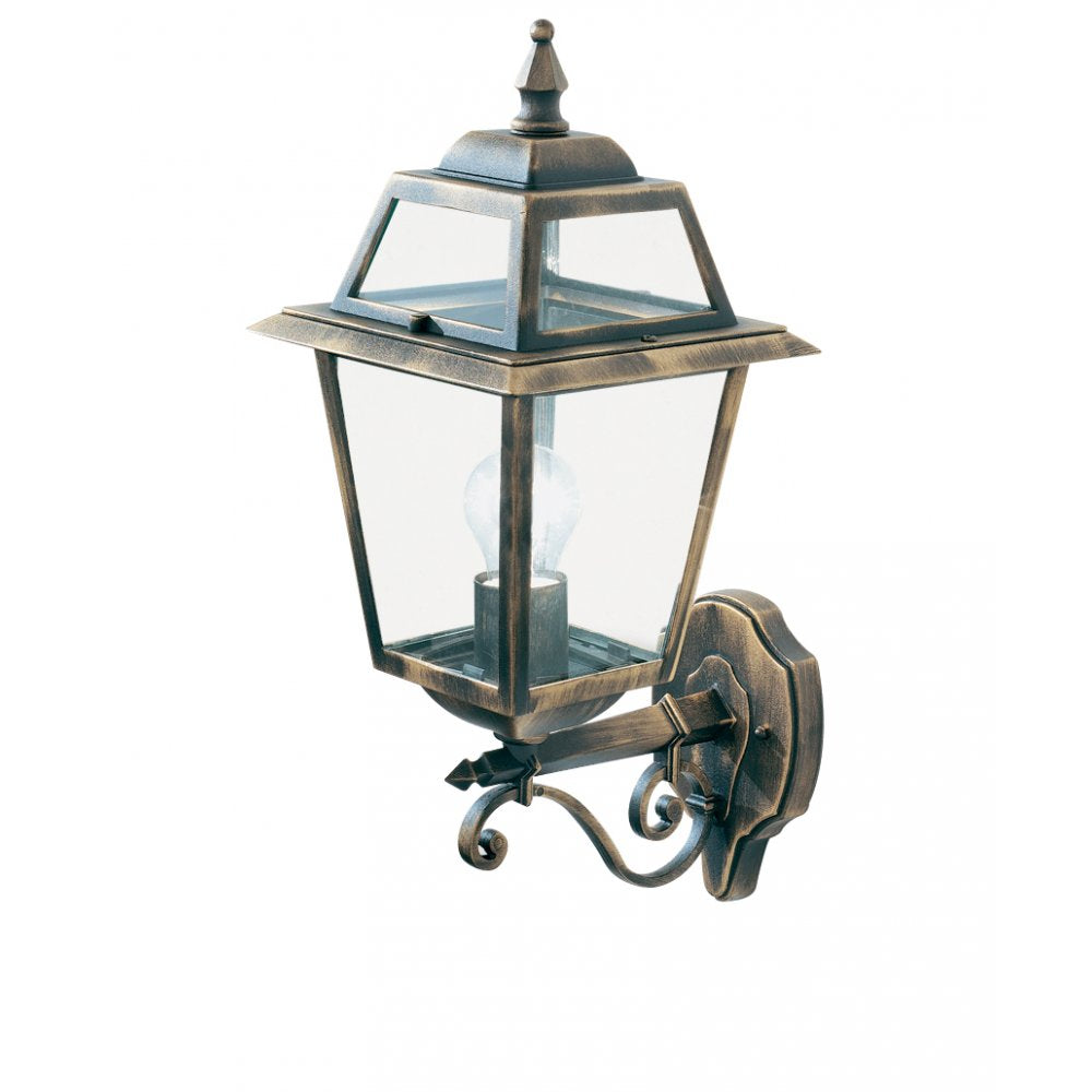 1521 New Orleans - 1 Light Outdoor (up Light) Wall Bracket Black Gold Clear Glass
