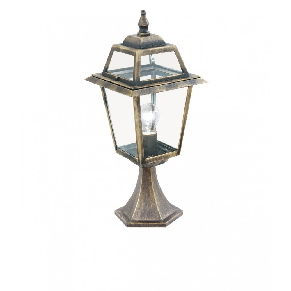 1524 New Orleans - 1 Light Outdoor Post (height 50cm) Black Gold Clear Glass