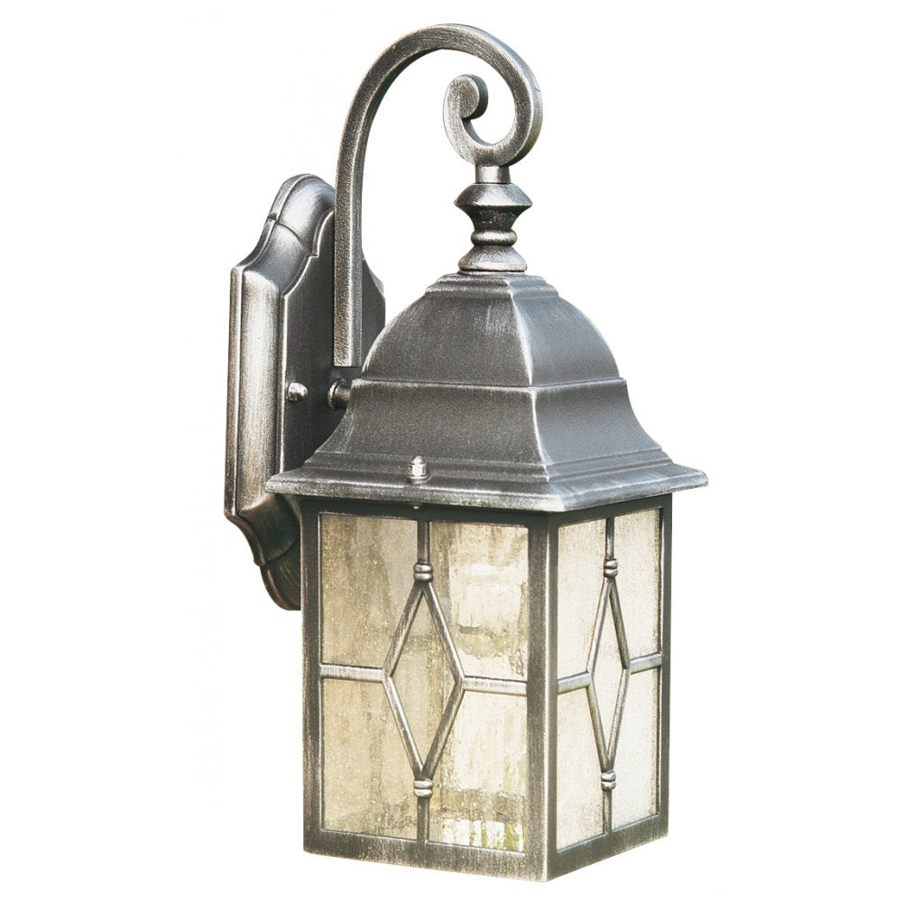 1642 Genoa - 1 Light Outdoor Wall Bracket Black Silver Leaded Glass