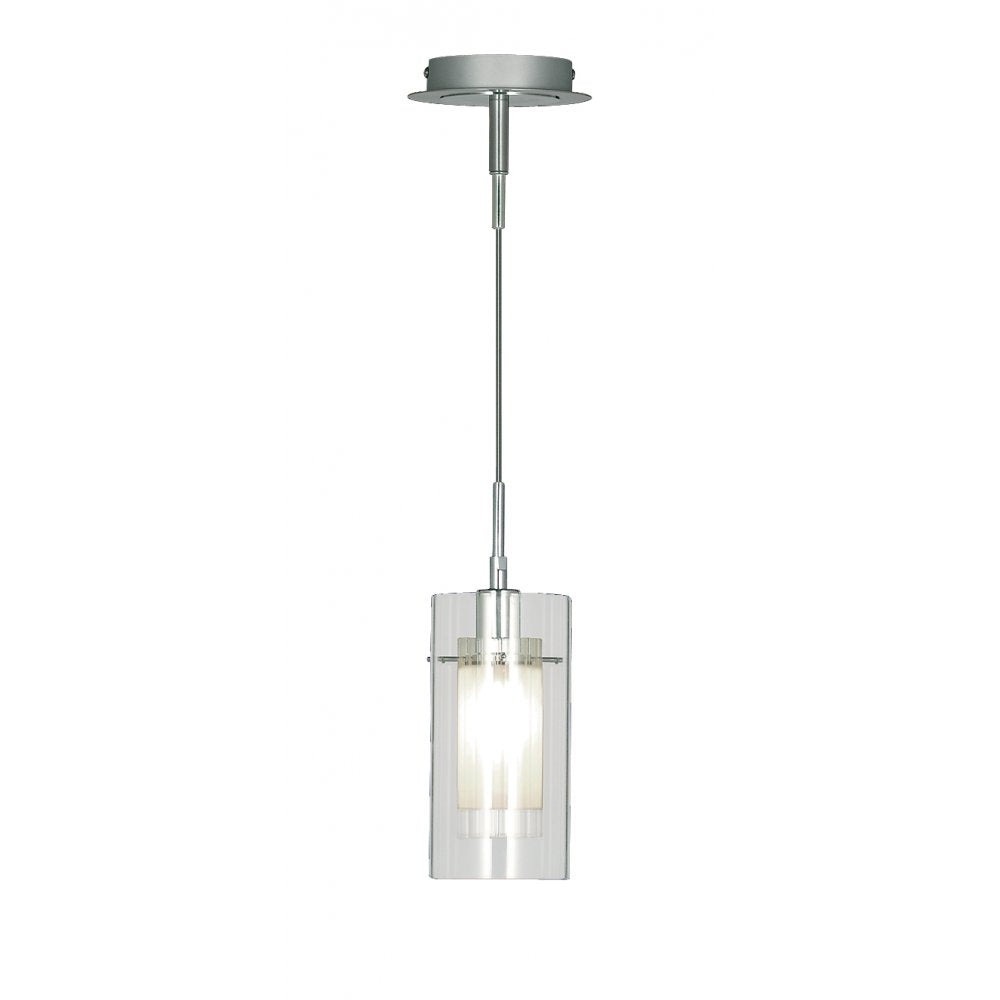 2301 Duo I - Satin Silver Double Glass Pendant