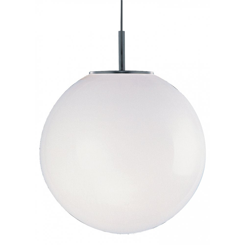 6077 Atom - 1 Light Pendant Dia 30cm) Satin Silver Opal Glass