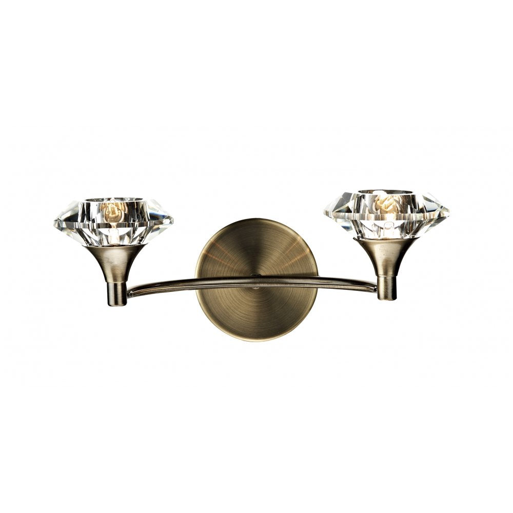Dar LUT0975 Luther Double Wall Light Antique Brass