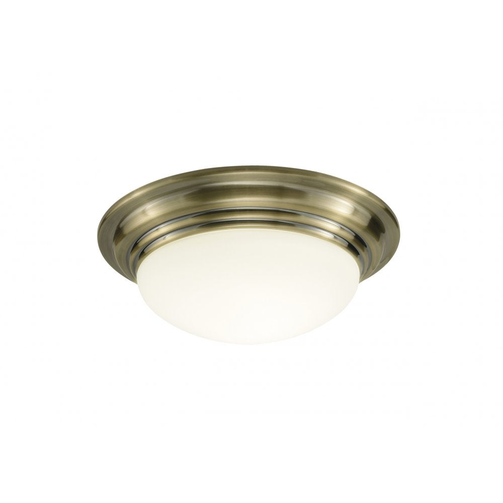 Dar BAR5275 Barclay Bathroom Flush Light Antique Brass