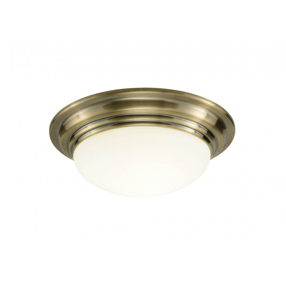 Dar BAR5075 Barclay Bathroom Flush Light Antique Brass