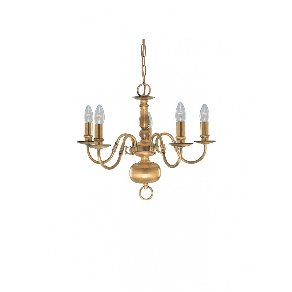 1019-5AB Flemish - 5 Light Ceiling Antique Brass