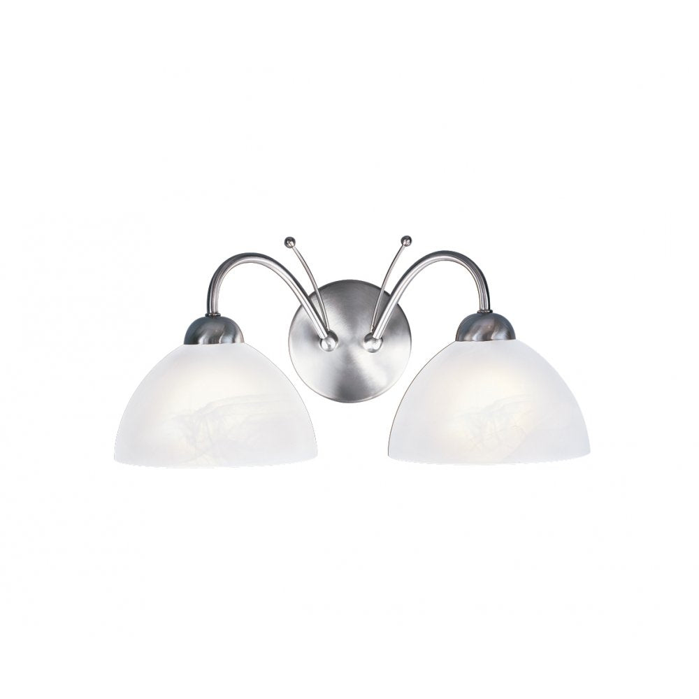 1132-2SS Milanese - 2 Light Wall Bracket Satin Silver Alabaster Glass