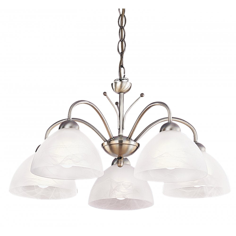 1135-5AB Milanese - 5 Light Ceiling Antique Brass Alabaster Glass