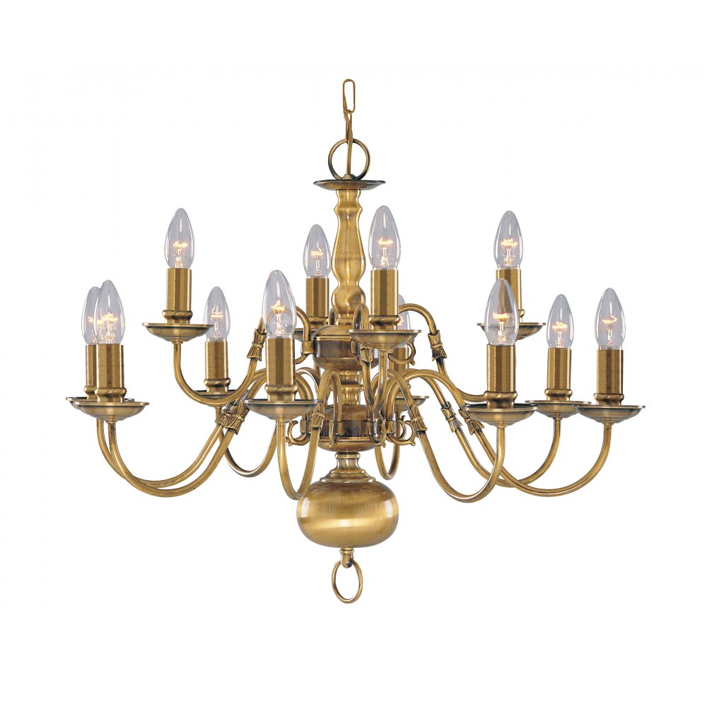 1019-12AB Flemish - 12 Light Ceiling Antique Brass