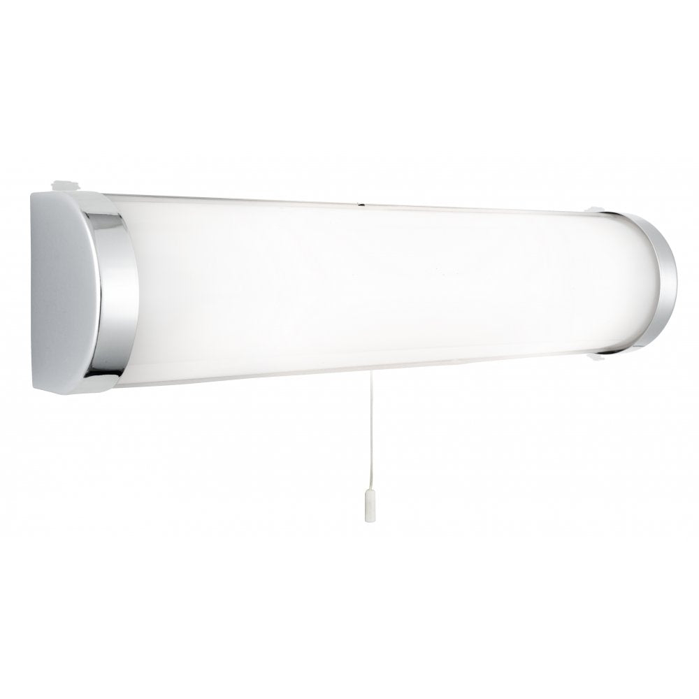 8293CC Poplar Bathroom Light - 2 Light Chrome Wall Bracket - White Glass Tube Ip44
