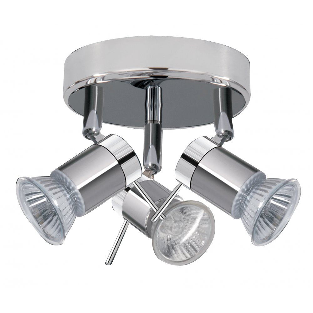 7443CC-LED Aries Bathroom 3 Light LED Round Spotlight Chrome Satin Silver