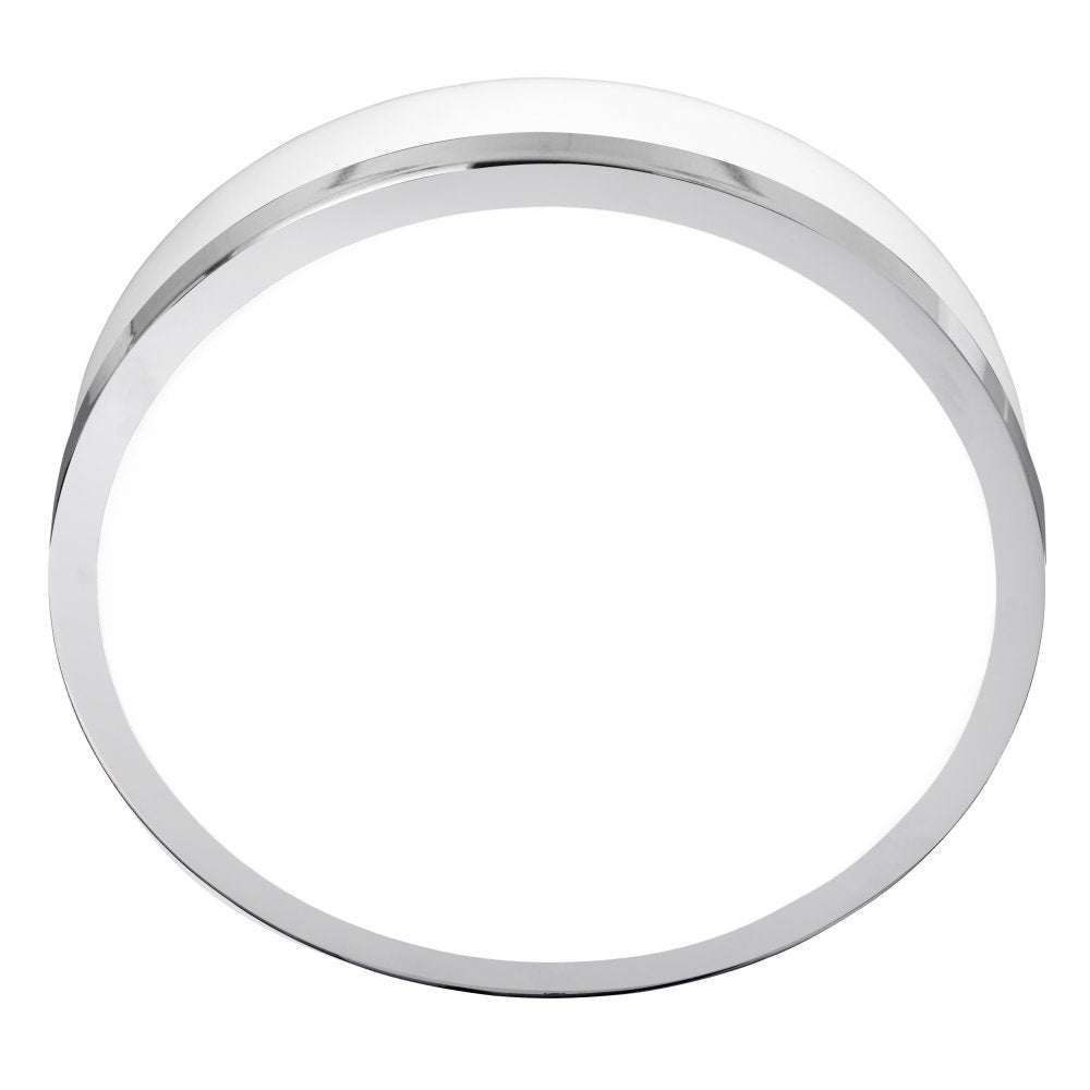 7039-23CC Discs Bathroom - Ip44 2 Light Flush Opal White Glass Shade With Chrome Trim Dia 23cm