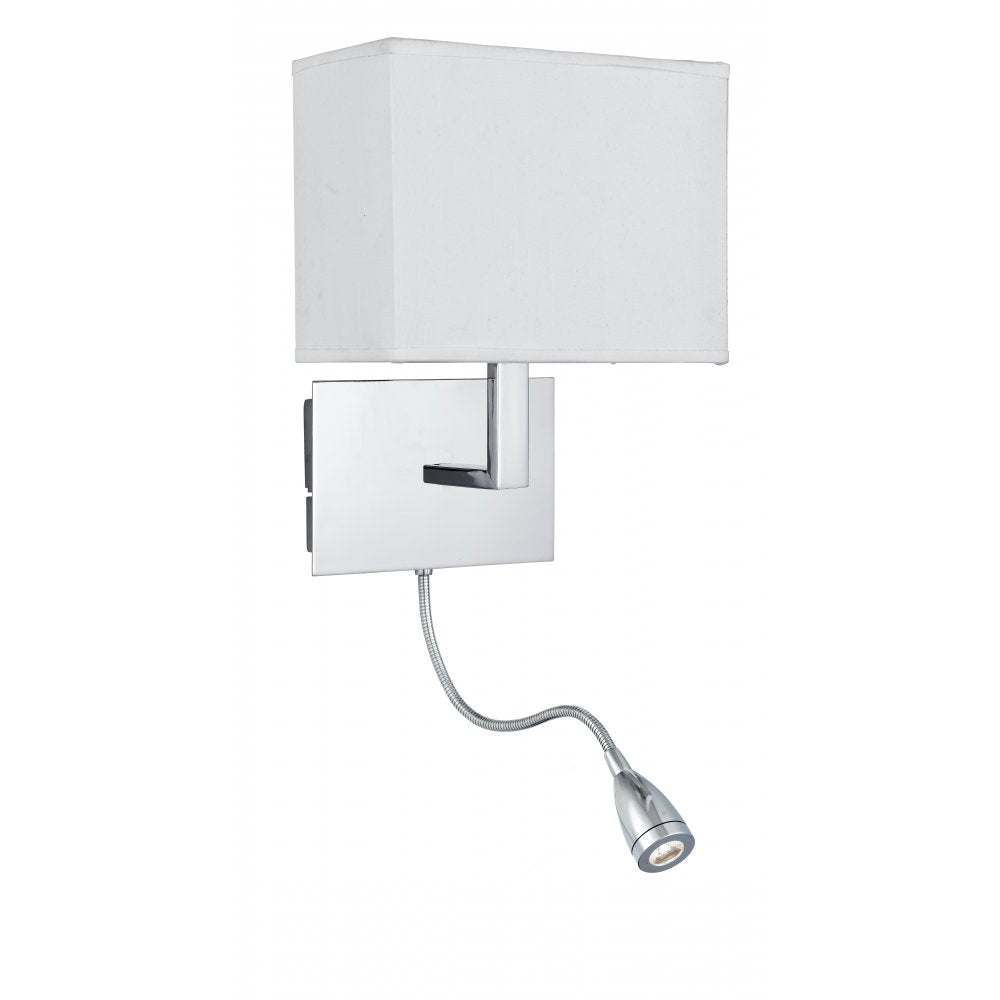 6519CC Adjustable Wall - 2 Light Wall Bracketracket Led Flexi Arm Chrome White Shade
