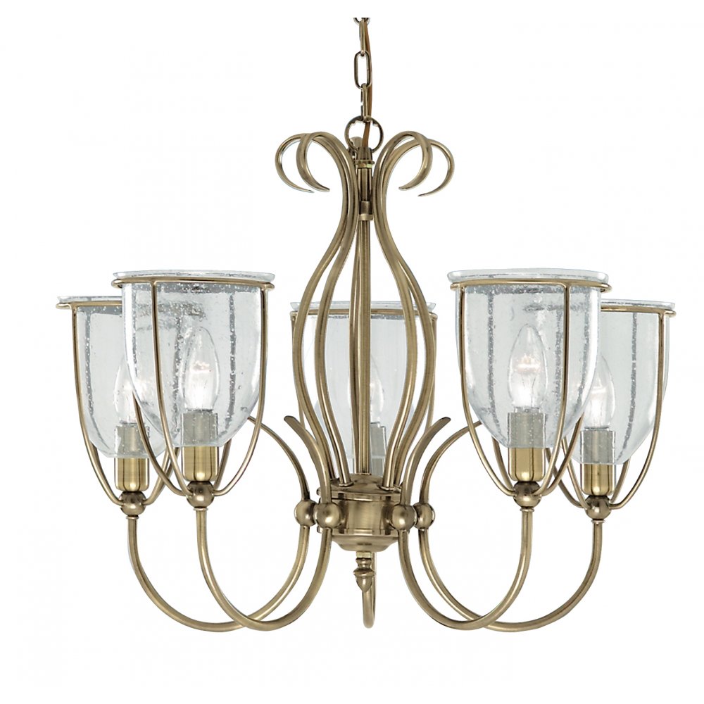 6355-5AB Silhouette 5 Light Antique Brass Fitting Cw Glass