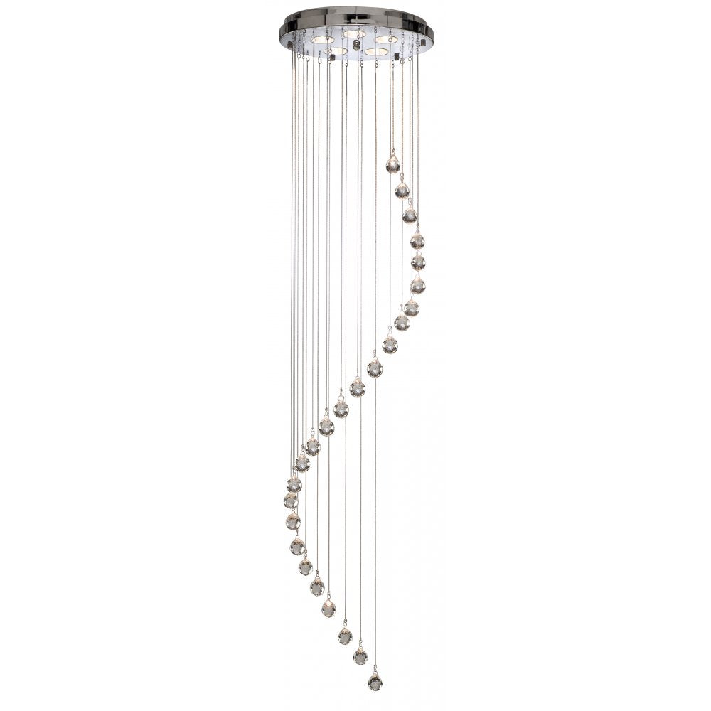 5742CC Hallway - Chrome Fitting-crystal Balls + Chain