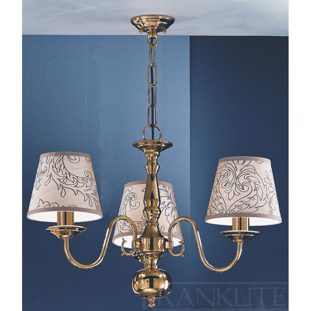 PE7913 Delft 3 Light Pendant Polished Brass
